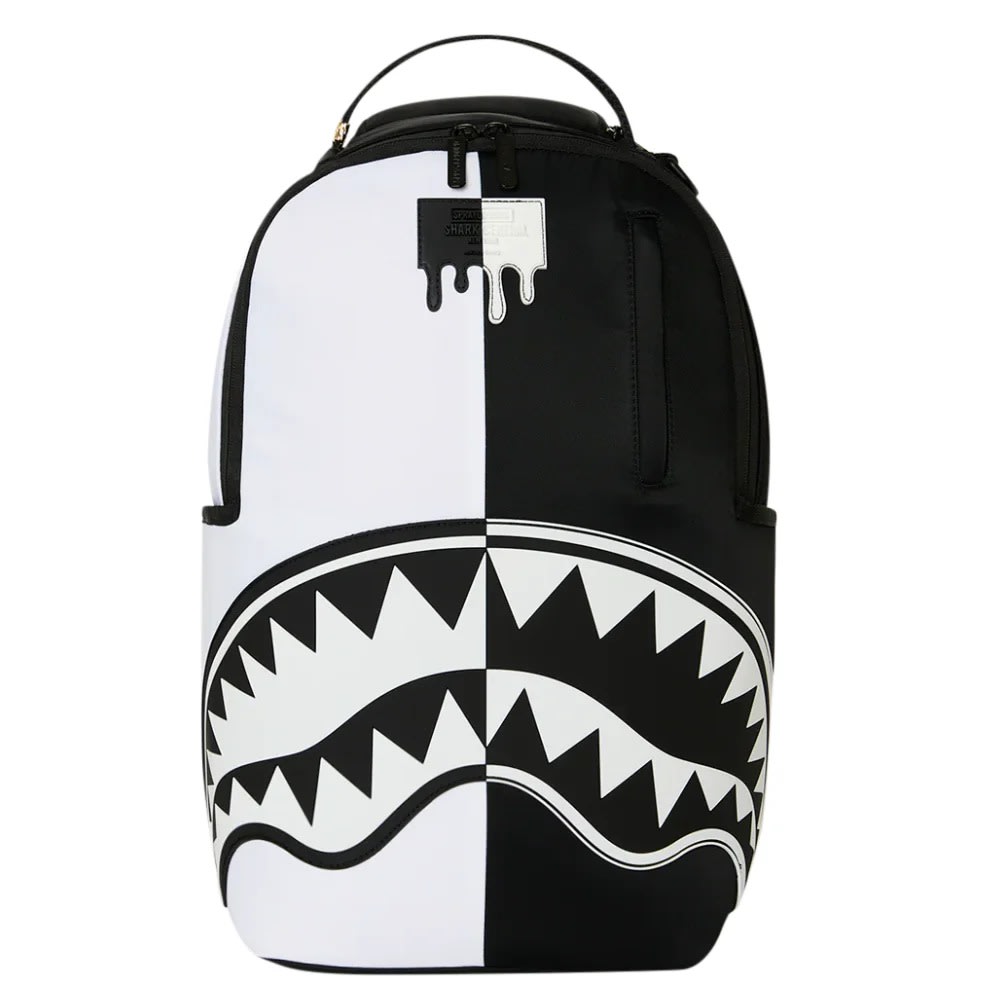 Sprayground SHARK CENTRAL BLACK AND WHITE STENCIL BACKPACK