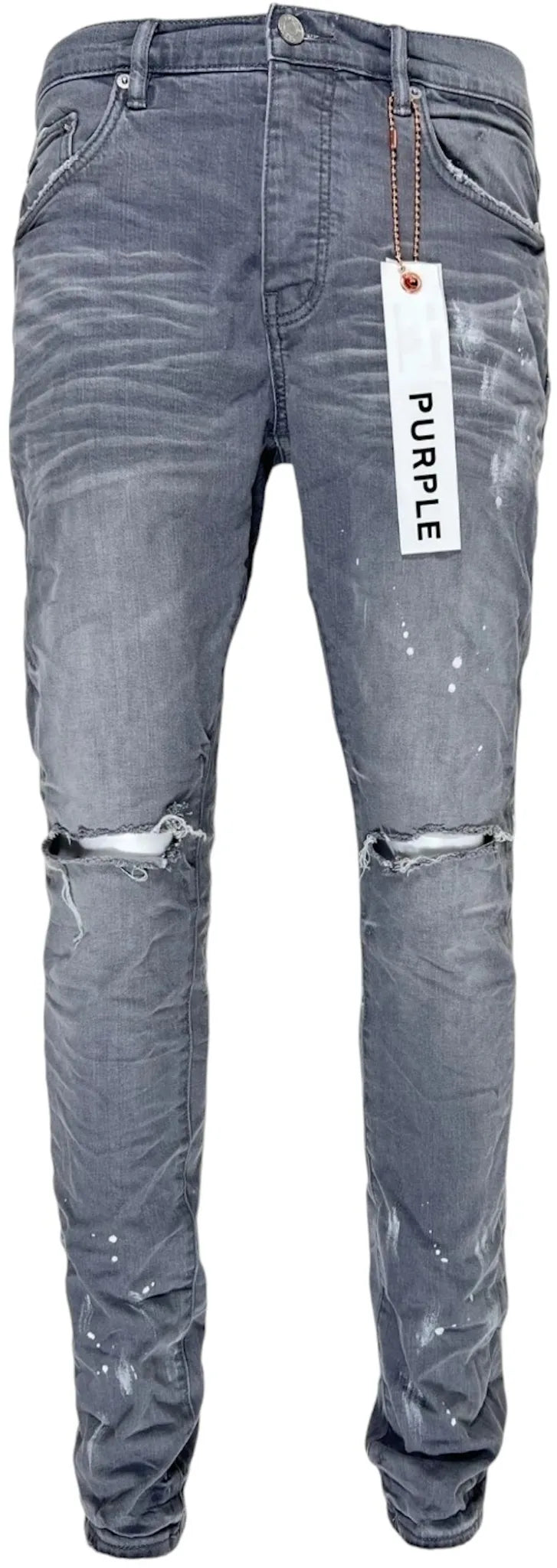 Purple Brand Worn Knee Slit Jean Light Indigo