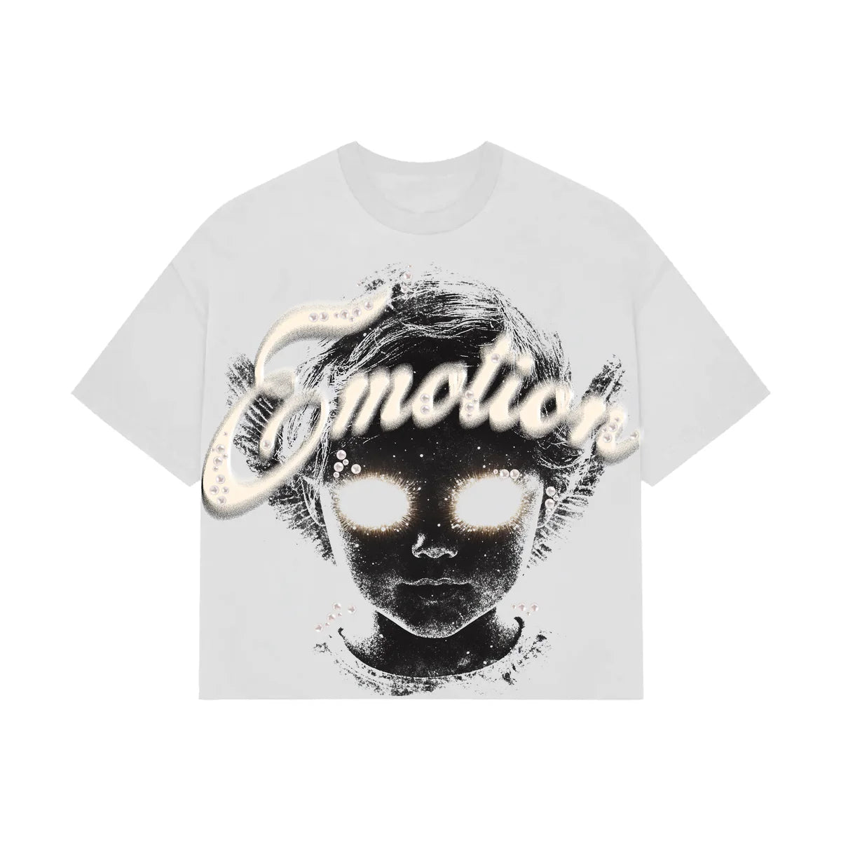 Mixed Emotion White 'Pearl' Cropped Tee