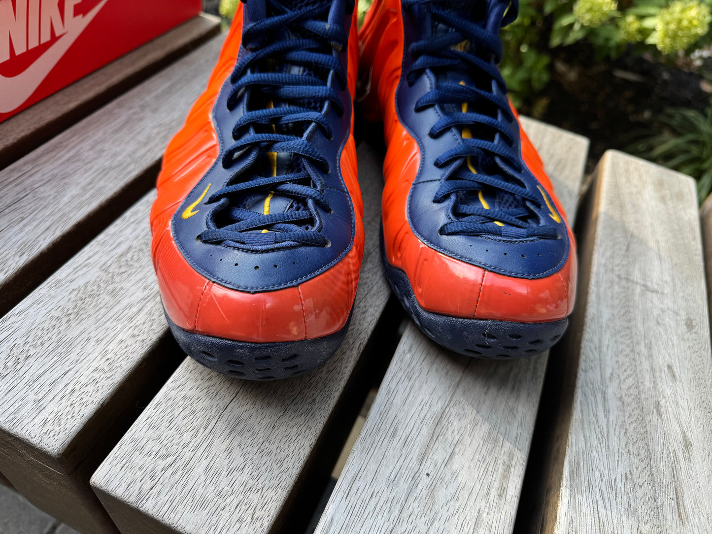 Nike Air Foamposite One Blue Void Rugged Orange *USED* *REP BOX*