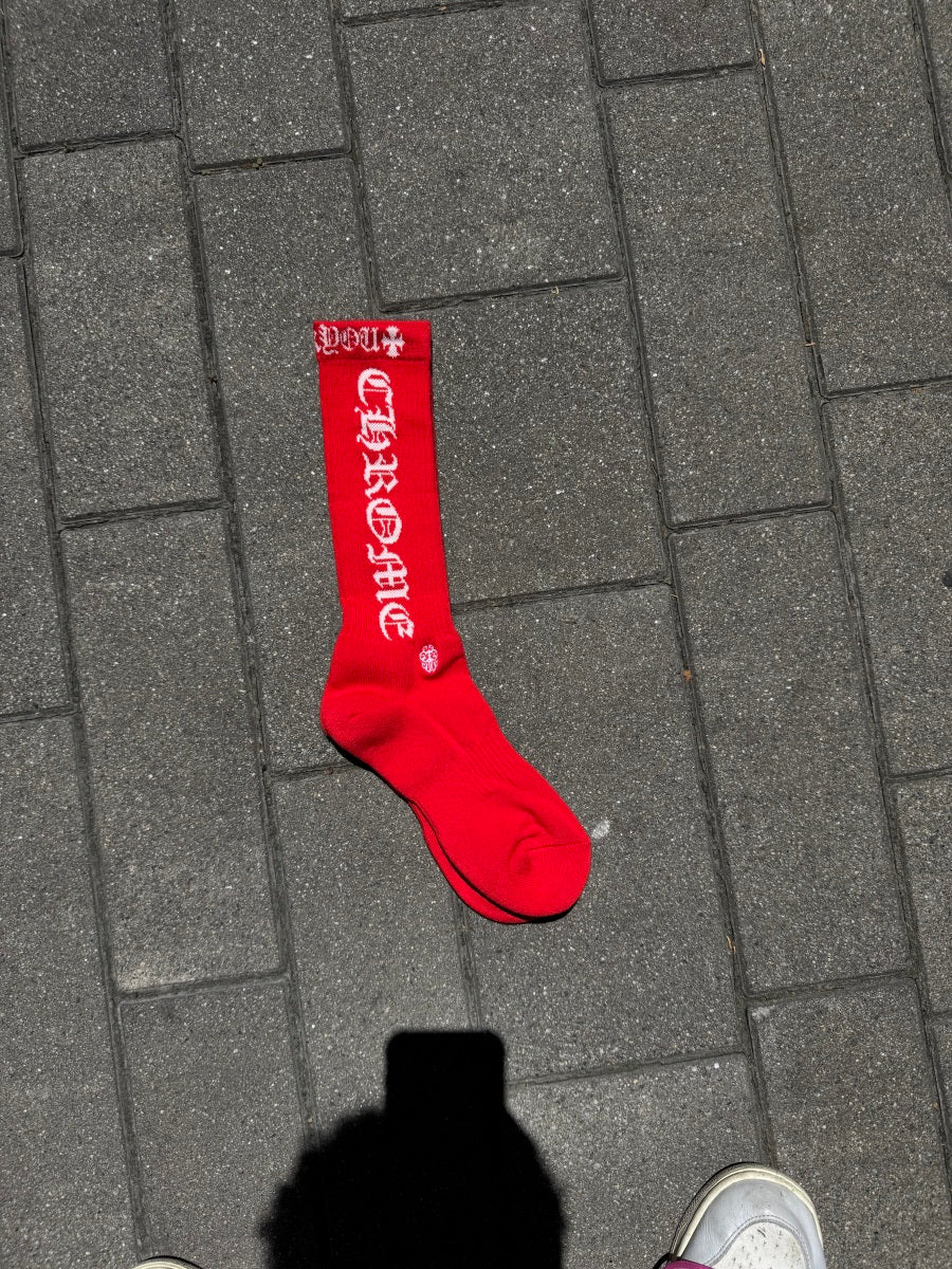 Chrome Hearts Logo Socks 'Red' Single Pair