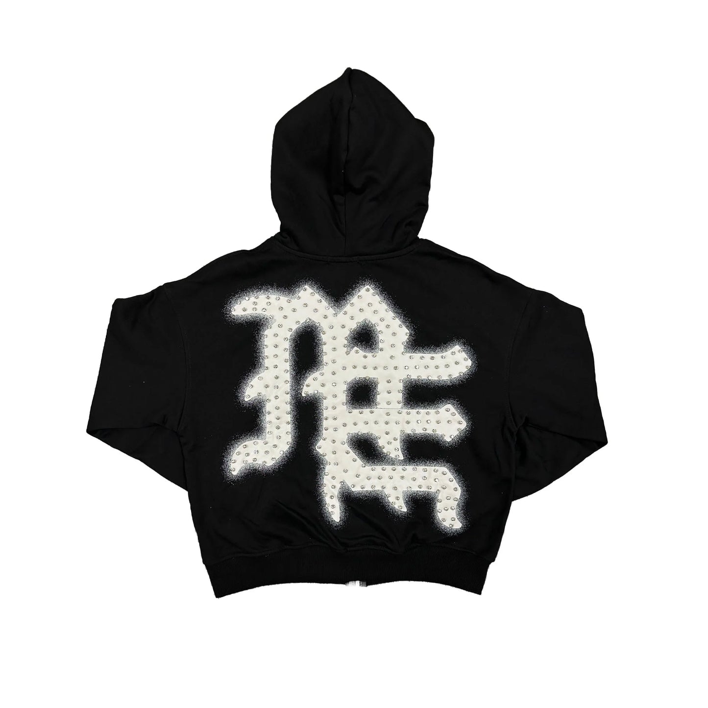 Mixed Emotion Black 'End' Rhinestone Hoodie