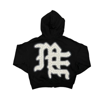 Mixed Emotion Black 'End' Rhinestone Hoodie