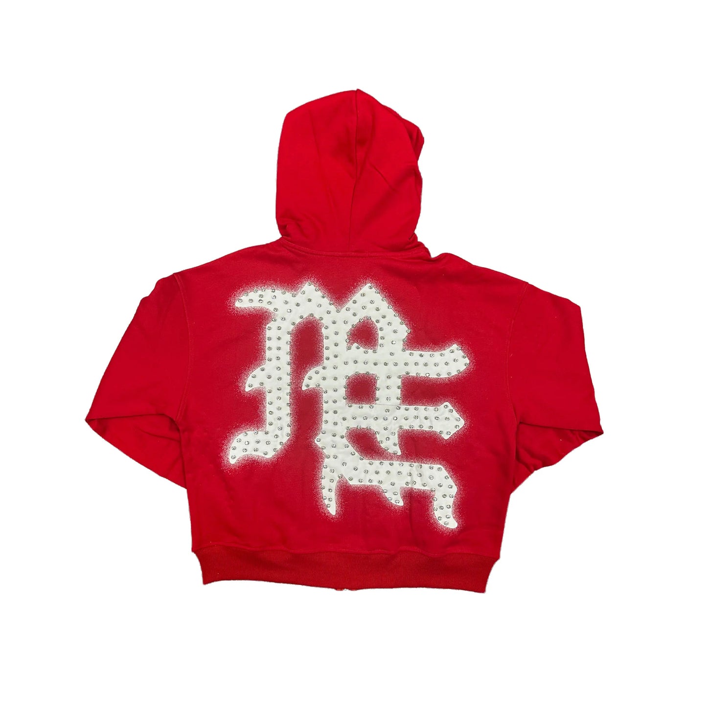 Mixed Emotion Red 'End' Rhinestone Hoodie