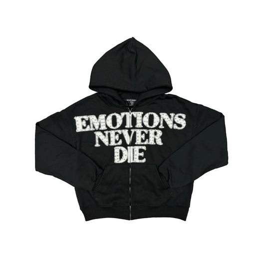 Mixed Emotion Black 'End' Rhinestone Hoodie