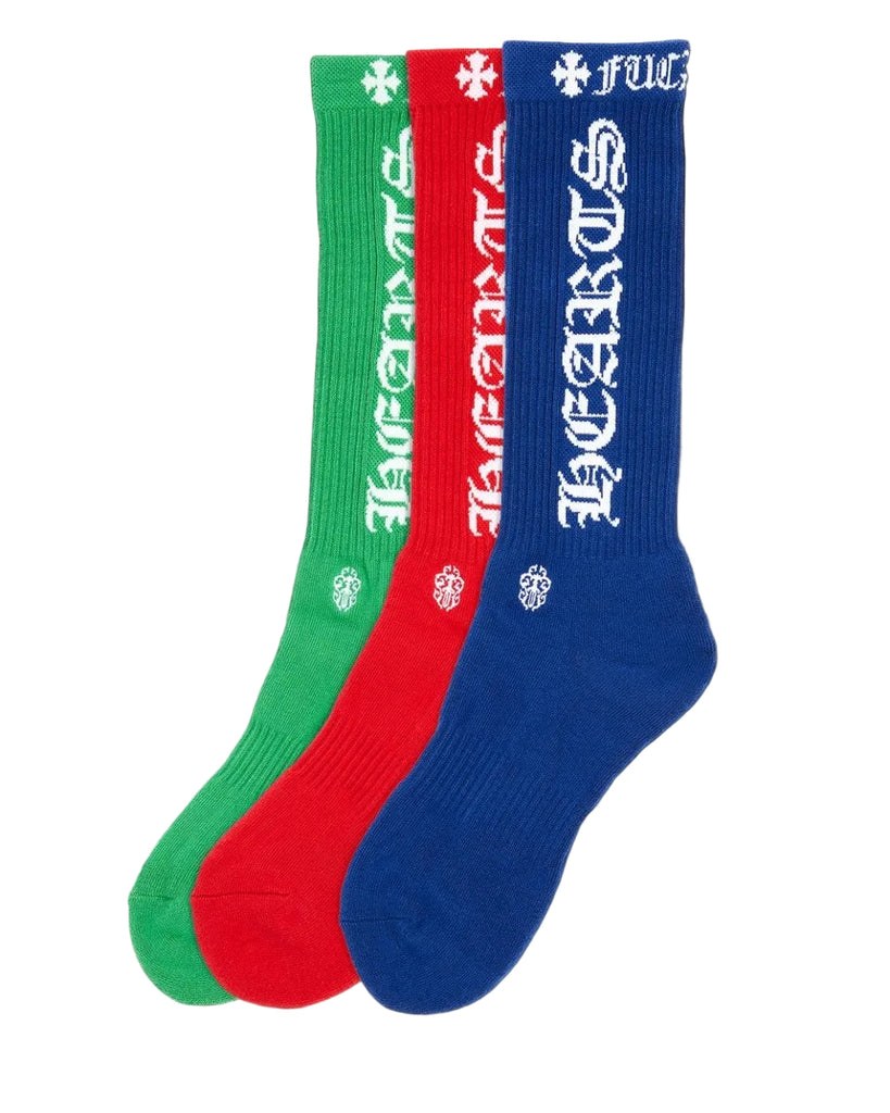 Chrome Hearts Logo Socks (Blue/Red/Green) Single Pair