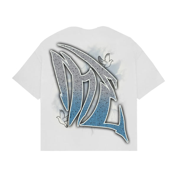 Mixed Emotion White ‘Dove’ Rhinestone Tee