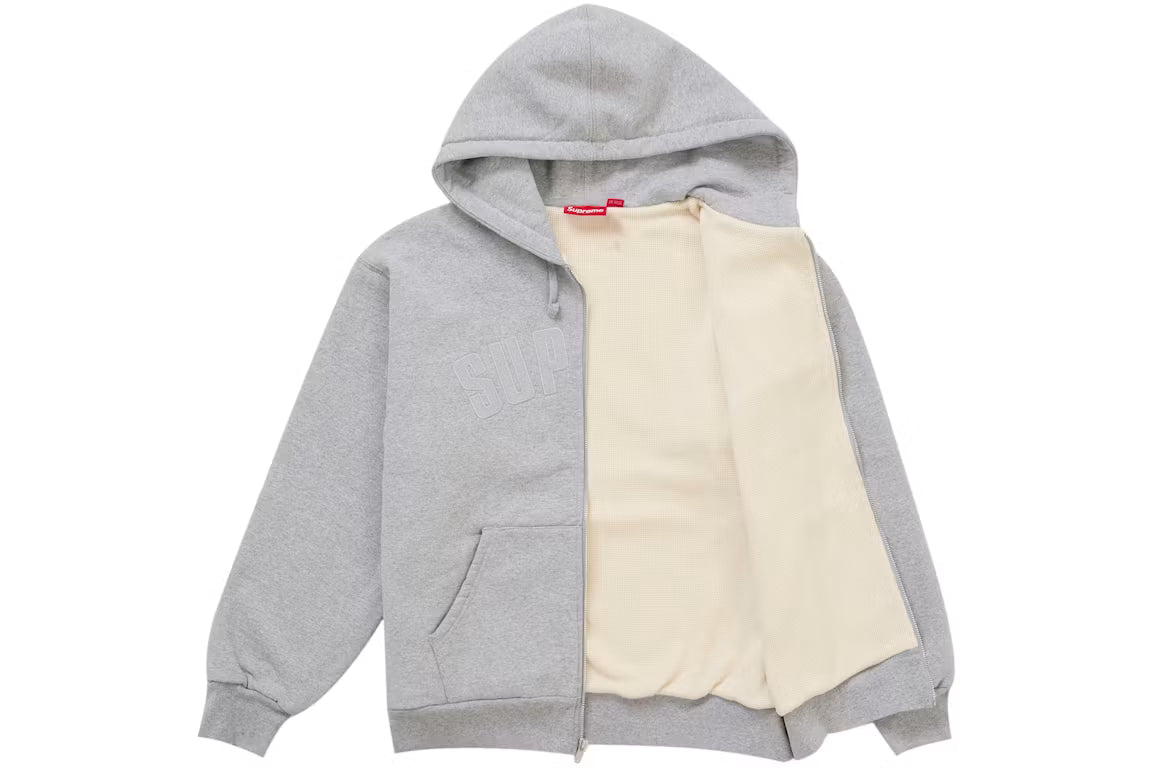 Supreme Arc Thermal Lined Zip Up Hooded Sweatshirt Ash Grey