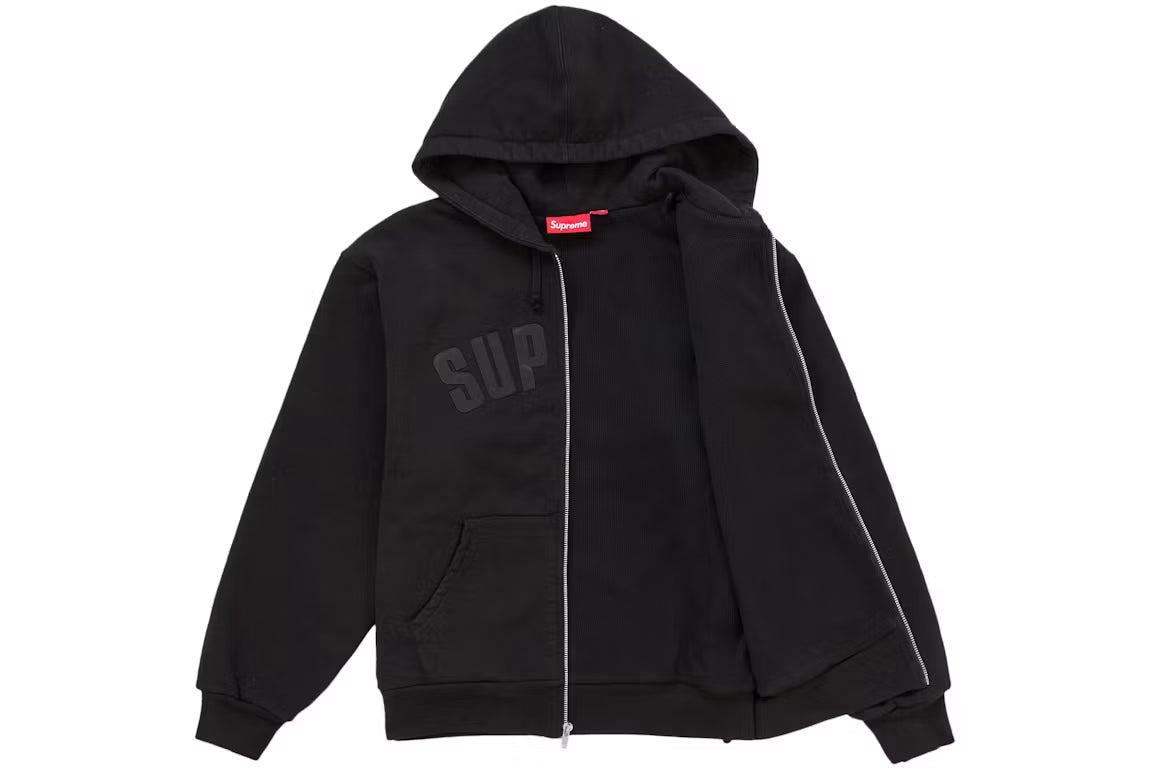 Supreme Arc Logo Thermal Zip Up Sweatshirt Black