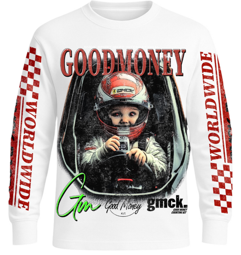 Good Money “Baby Racing” White Long Sleeve