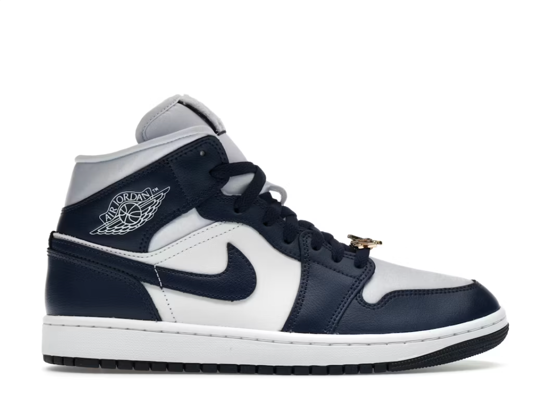 Jordan 1 Mid Football Grey White Midnight Navy (Women's)