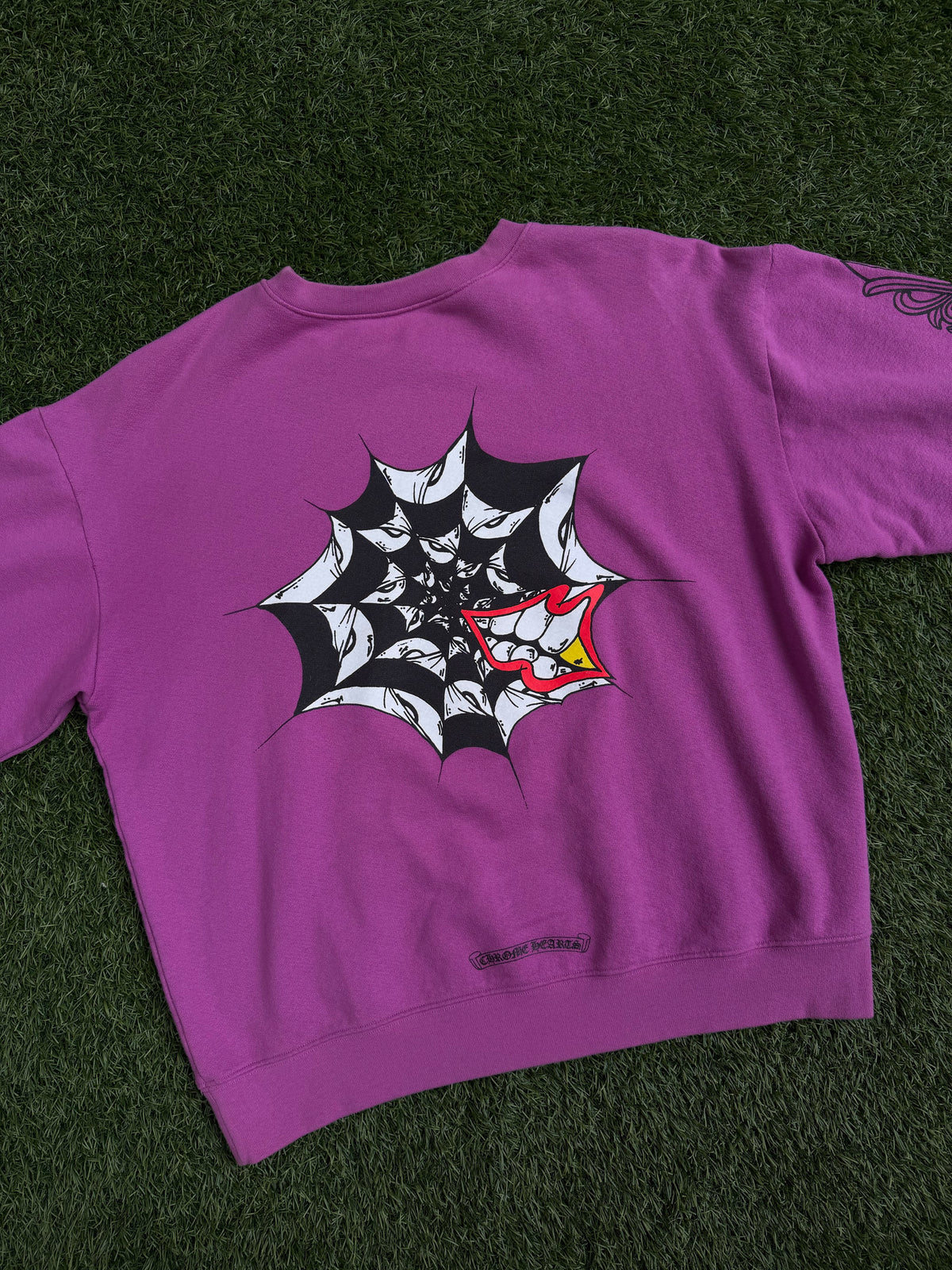 Chrome Hearts Matty Boy Spider Web Crewneck Sweatshirt Purple