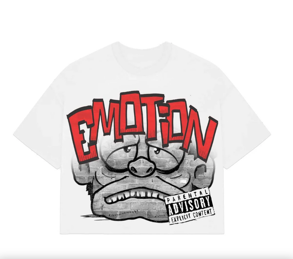Mixed Emotion Monster Cropped Tee 'White'