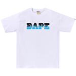 Bape White And Blue Flame Logo Tee