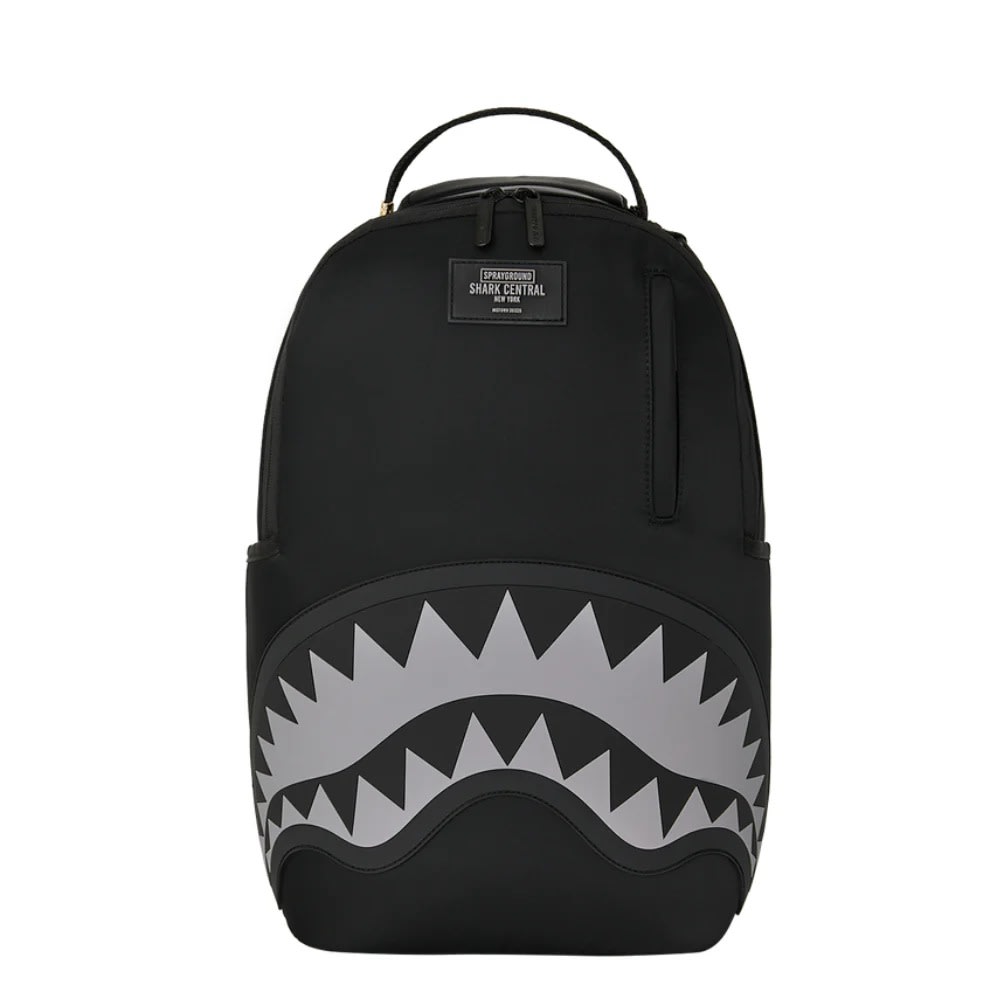 Sprayground SHARK CENTRAL BLACK NYLON GRAY EMBOSSED BACKPACK