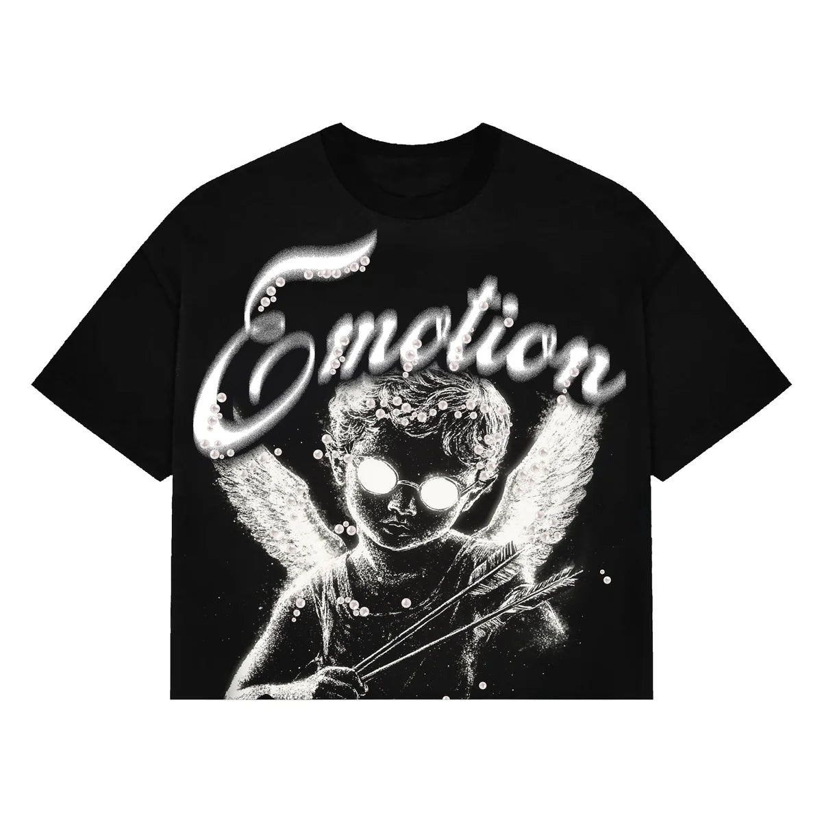 Mixed Emotion Black "Pearl" Cropped Tee
