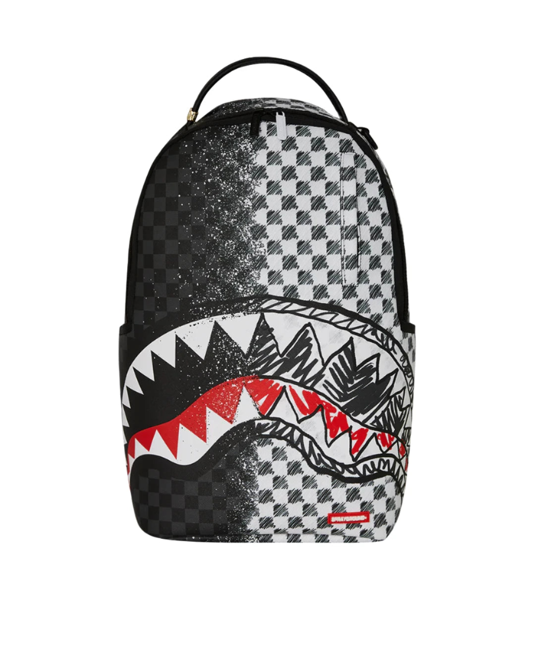 SPRAYGROUND GREY CHECK SCRIBBLE SPLIT DLX BACKPACK