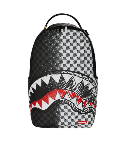 SPRAYGROUND GREY CHECK SCRIBBLE SPLIT DLX BACKPACK