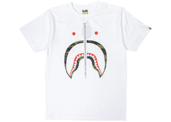 BAPE A Bathing Ape 1st Camo Shark Tee White/Green