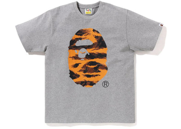 BAPE Tiger Camo Ape Head Tee Grey