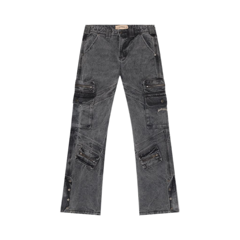 GODSPEED ROCKSTAR FLARE CARGO DENIM (GREY WASH)