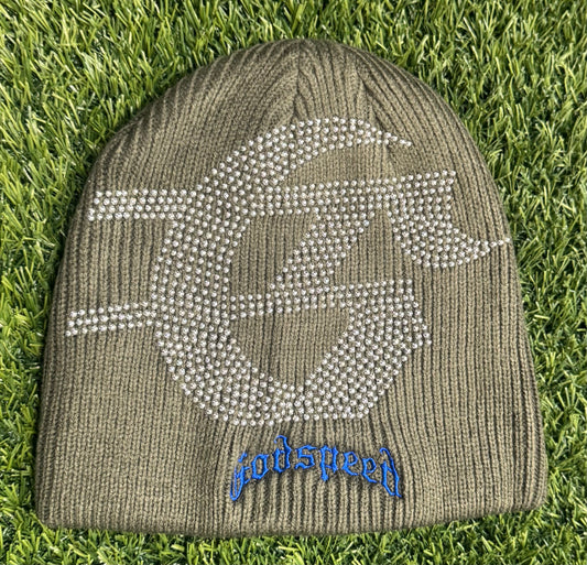 Godspeed STUDDED Beanie (Olive/BLUE)