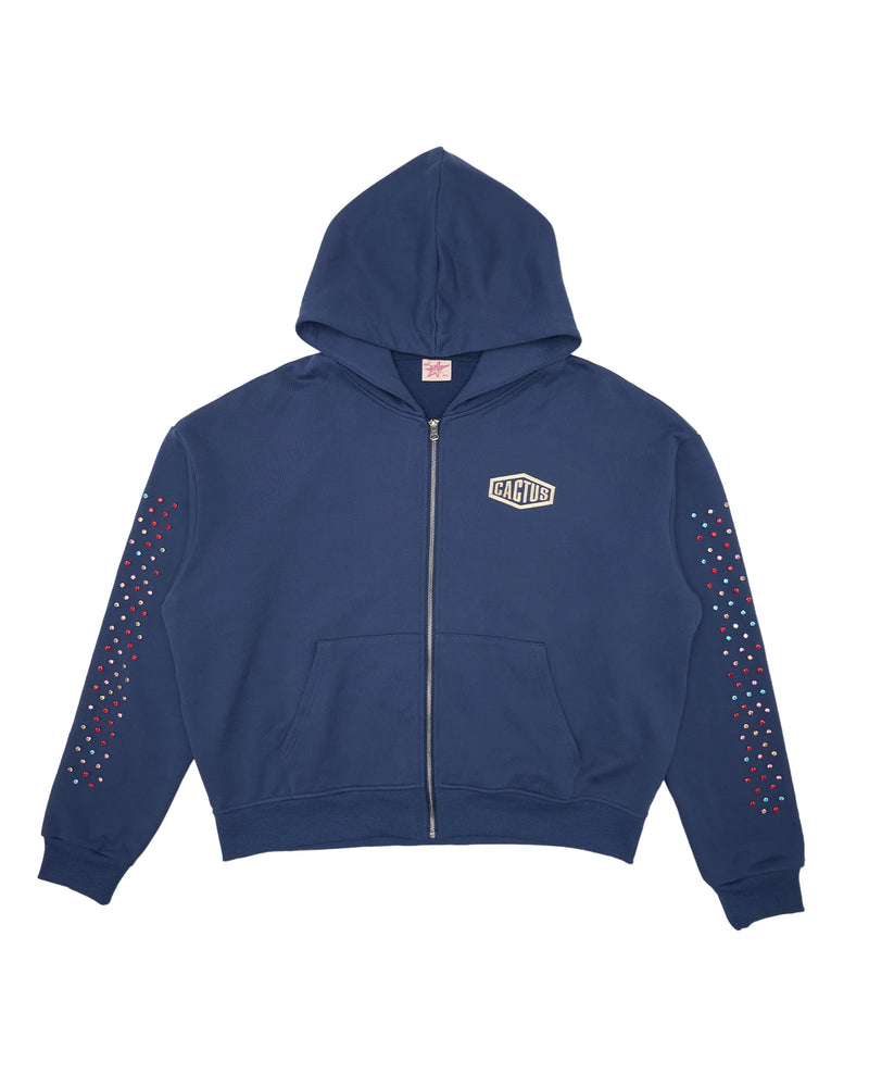 AZVA Crystal Cactus (Navy) Zip Hoodie