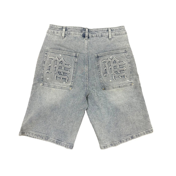 Mixed Emotion 'Paisley' Denim Blue Shorts