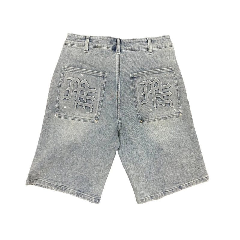 Mixed Emotion 'Paisley' Denim Blue Shorts