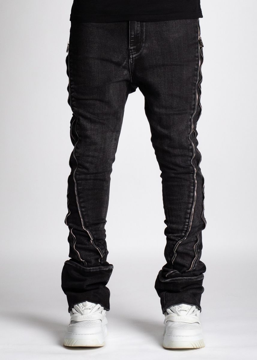 Guapi “Iron Grey Stacked Zipper Denim”