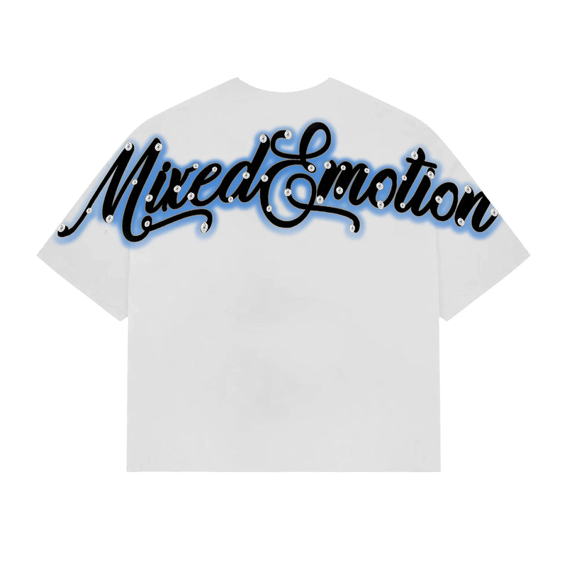 Mixed Emotion Blue "Rhinestone" Cropped Shirt