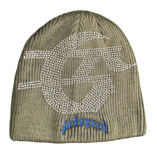 Godspeed STUDDED Beanie (Olive/BLUE)