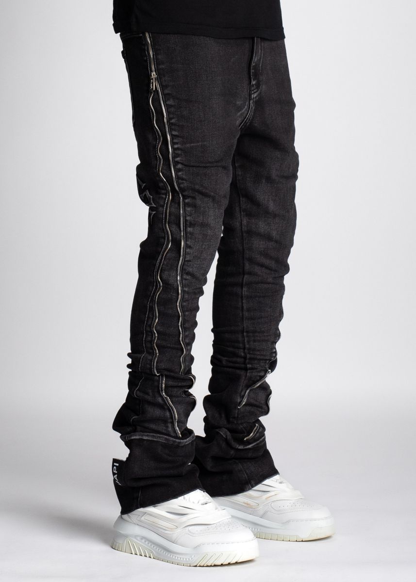 Guapi “Iron Grey Stacked Zipper Denim”