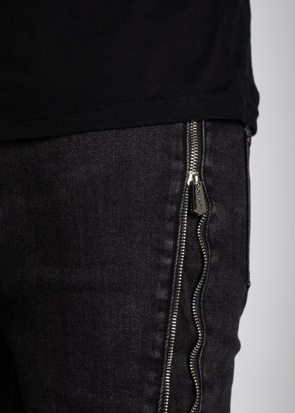 Guapi “Iron Grey Stacked Zipper Denim”