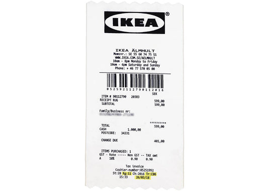 Virgil Abloh x IKEA MARKERAD "RECEIPT" Rug 201x89 CM White/Black