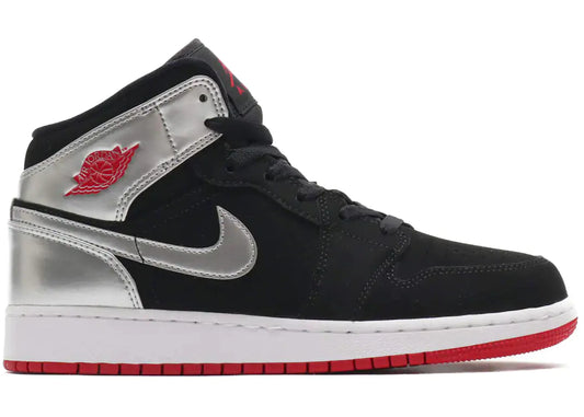 Jordan 1 Mid Black Red Silver (GS) *USED*