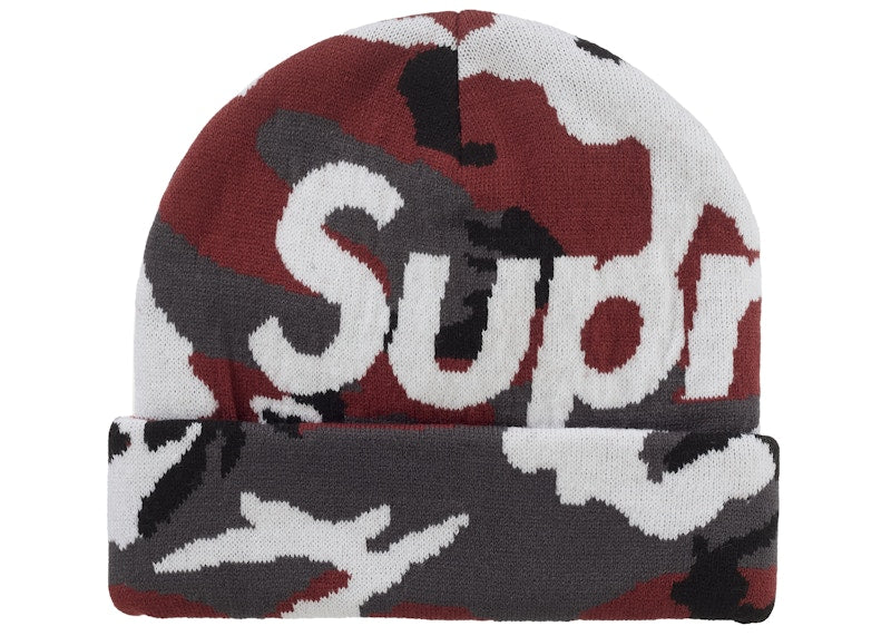 Supreme Camo Big Logo Beanie Red Camo