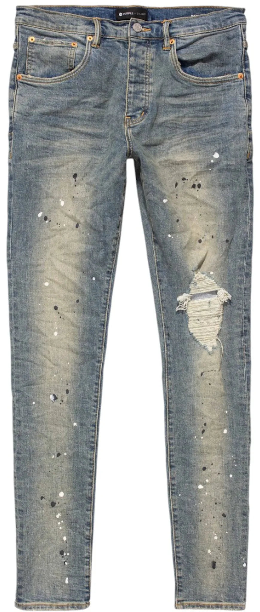 Purple Brand Purple Brand Mid Rise Destroy Paint Jeans Blue