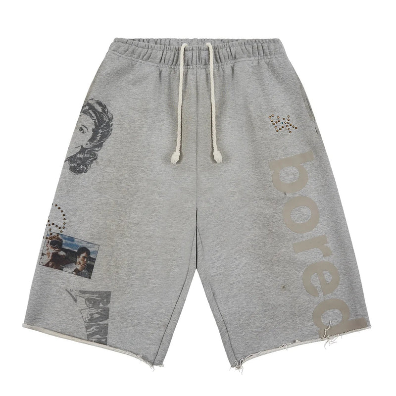 Boredom Kills Message Shorts Grey