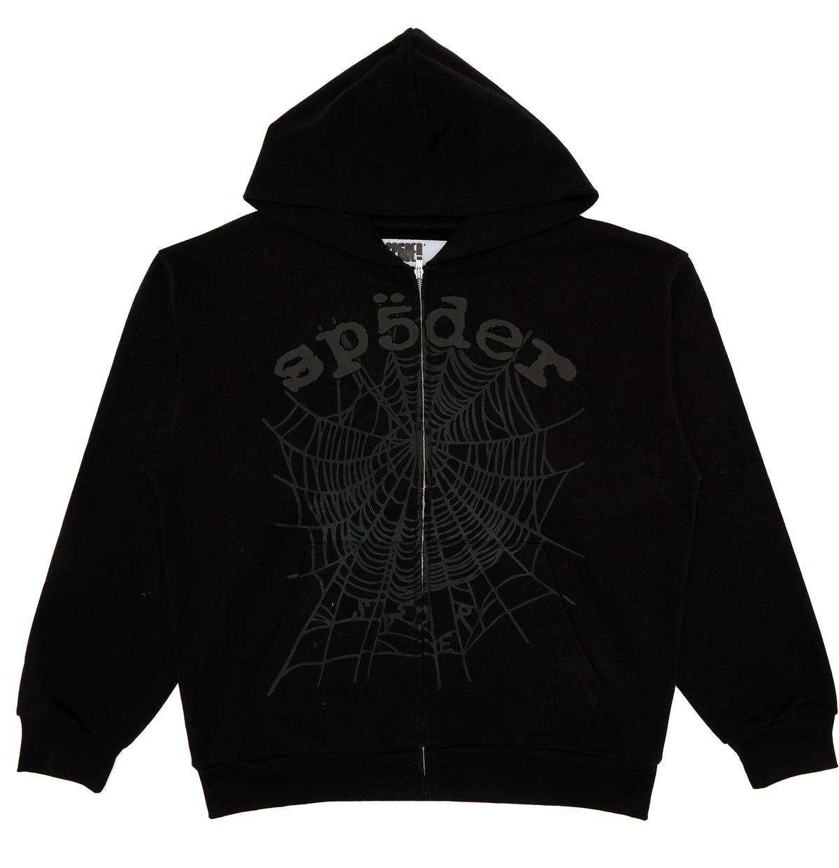 Sp5der OG Web V2 Phantom Zip Up Hoodie Black