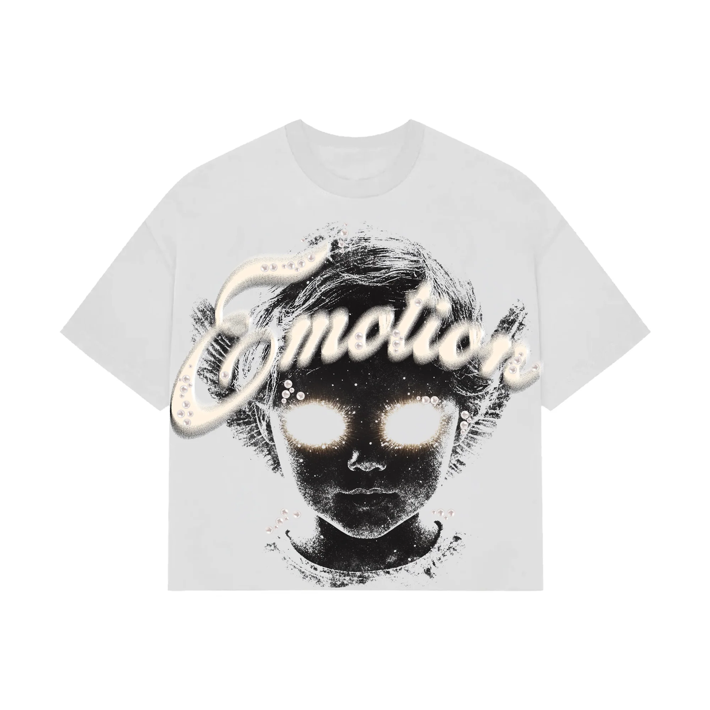 Mixed Emotion White 'Pearl' Cropped Tee